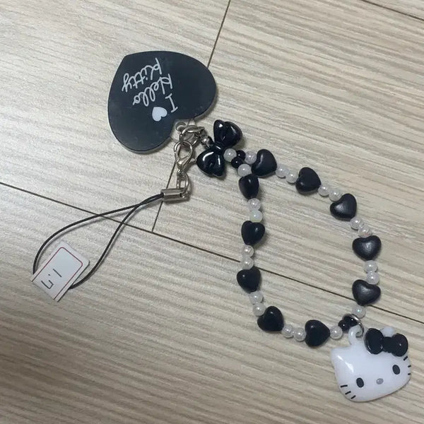 [BUNJANG] Hello Kitty Heart Beaded Keychain / 헬로키티 하트 비즈 키링