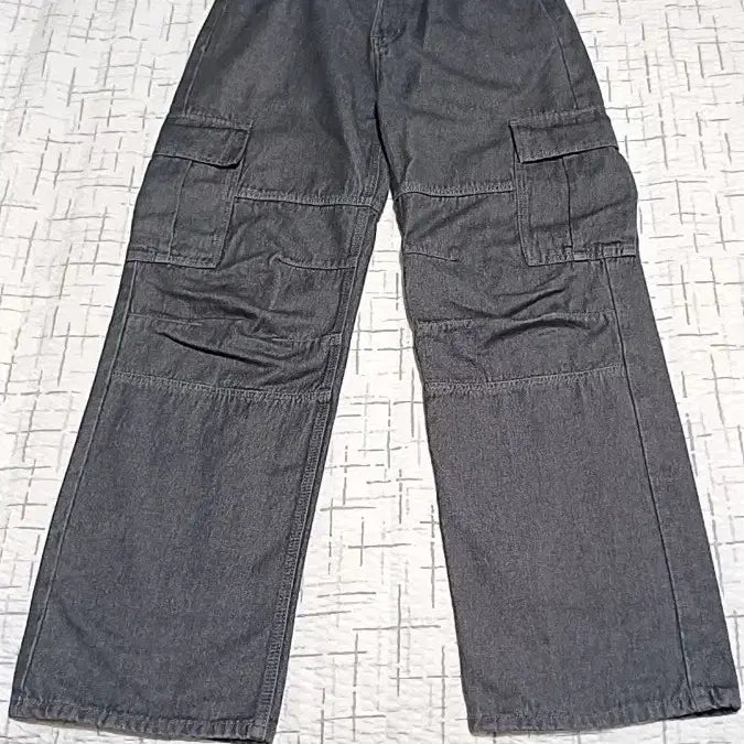 [BUNJANG] 8 Seconds Wide Grey Denim Cargo Pants 30 Inch / 에잇세컨즈 와이드 그레이데님 카고팬츠 30인치 기장107
