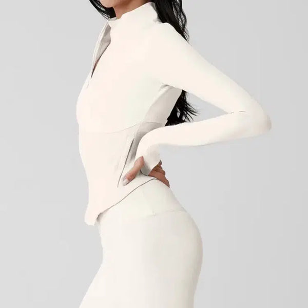 [BUNJANG] Alo Yoga Airbrush Corset Full Zip Jacket Ivory / 알로요가 에어브러쉬 코르셋 풀 집업 자켓 아이보리