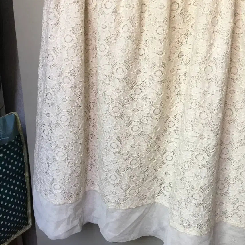 [BUNJANG] Japanese Vintage Lace Midi Skirt - Ivory/Cream Crochet / JPN 일본빈티지 레이스 미디스커트 레이어드 아이보리 크림 크로셰