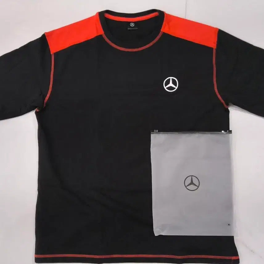 [BUNJANG] Mercedes-Benz Black Short Sleeve T-Shirt with Red Accent / 벤츠 반팔티 블랙/레드 포인트