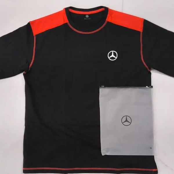 [BUNJANG] Mercedes-Benz Black Short Sleeve T-Shirt with Red Accent / 벤츠 반팔티 블랙/레드 포인트