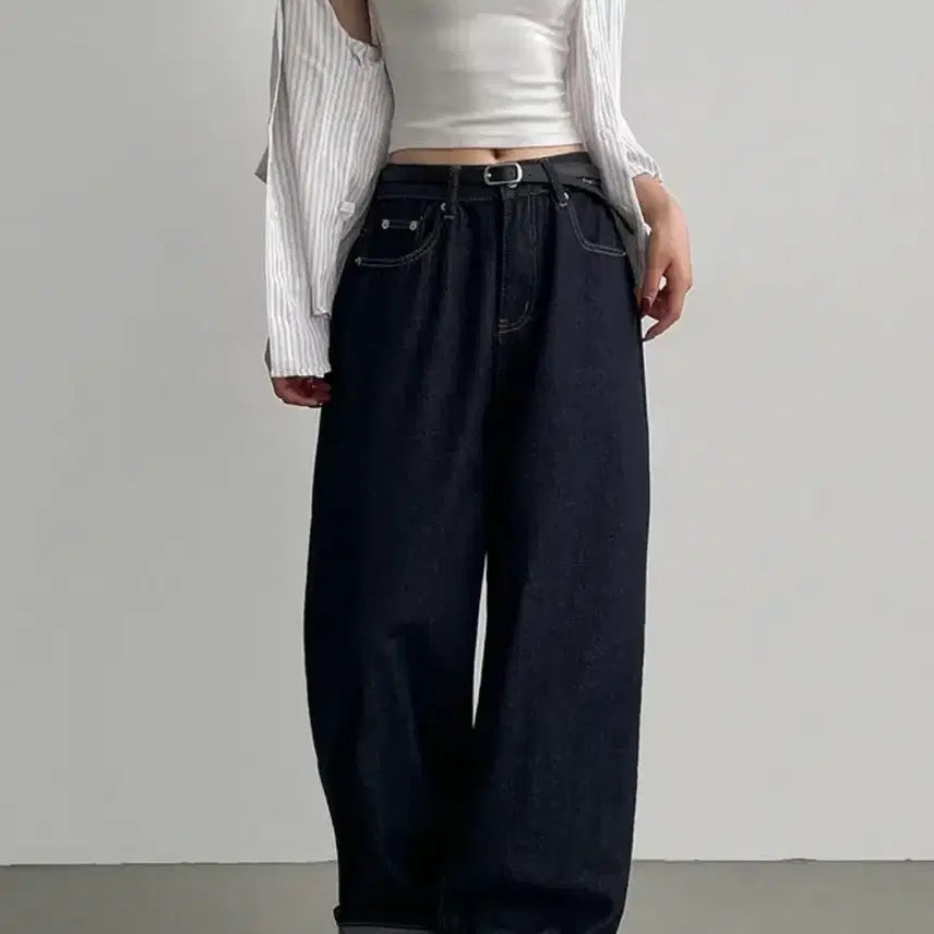 [BUNJANG] Abluy Basic Raw Denim Wide Pants / 에이블리 와이드 기본 생지 데님 팬츠 판매