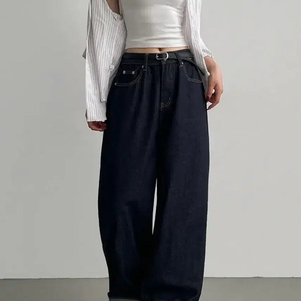 [BUNJANG] Abluy Basic Raw Denim Wide Pants / 에이블리 와이드 기본 생지 데님 팬츠 판매