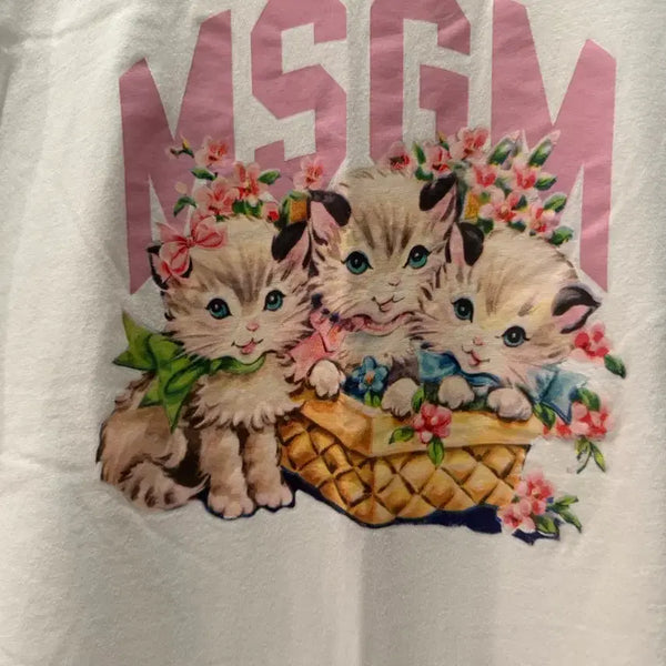 [BUNJANG] MSGM Kitten Print Short Sleeve T-Shirt / MSGM 키튼 반팔티 16세 성인여자 55-55.5가능