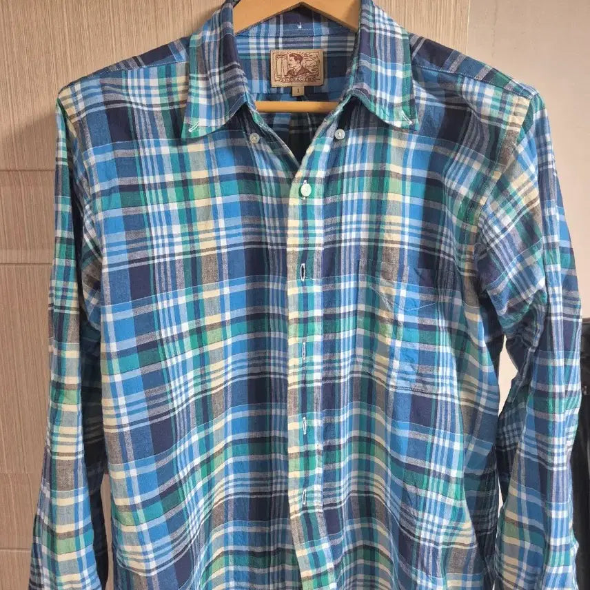 [BUNJANG] Reinects Ivy Madras Button-Down Shirt Blue Multi / 리넥츠 아이비 마드라스 버튼다운 셔츠 블루멀티 1사이즈 (95)