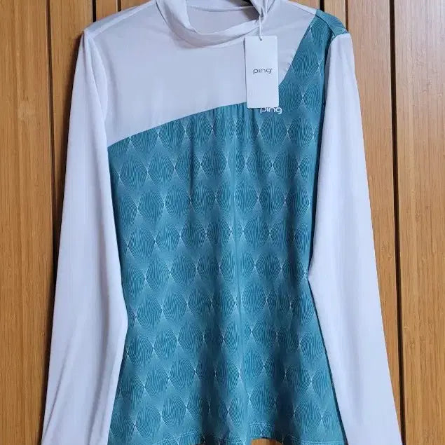 [BUNJANG] Ping Golf Women's Cooling Pattern Colorblock High-neck T-shirt / 핑 골프 여성 쿨링 패턴 배색 하이넥 티셔츠 (새상품)