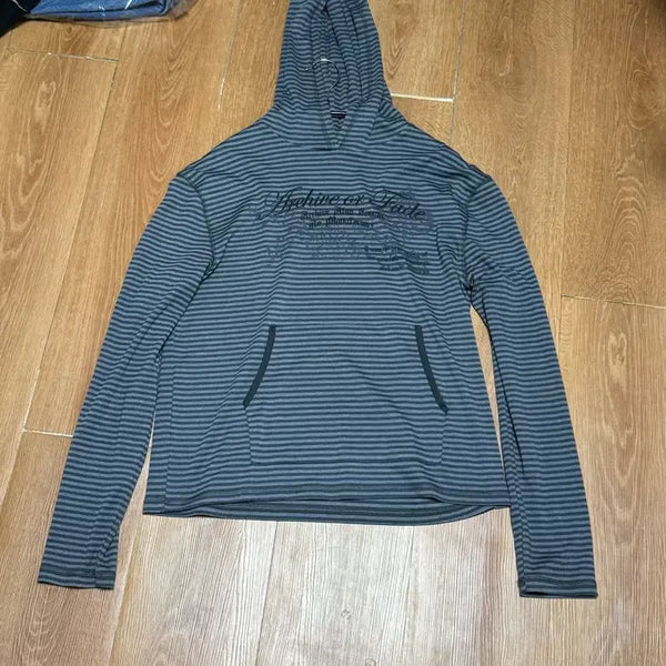 [BUNJANG] ACAM Striped Pattern Hoodie Grey Size 2 / 급처 아캄 단가라 패턴 후드티 그레이 2사이즈
