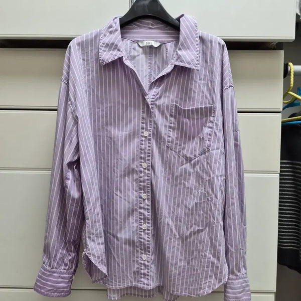 [BUNJANG] ZOOC Striped Violet Shirt / zooc 스트라이프 바이올렛셔츠