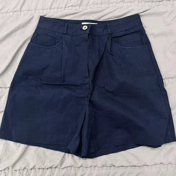 [BUNJANG] Founders Navy Pin Tuck Wide Shorts / Founders 네이비 핀턱 와이드 숏팬츠 반바지