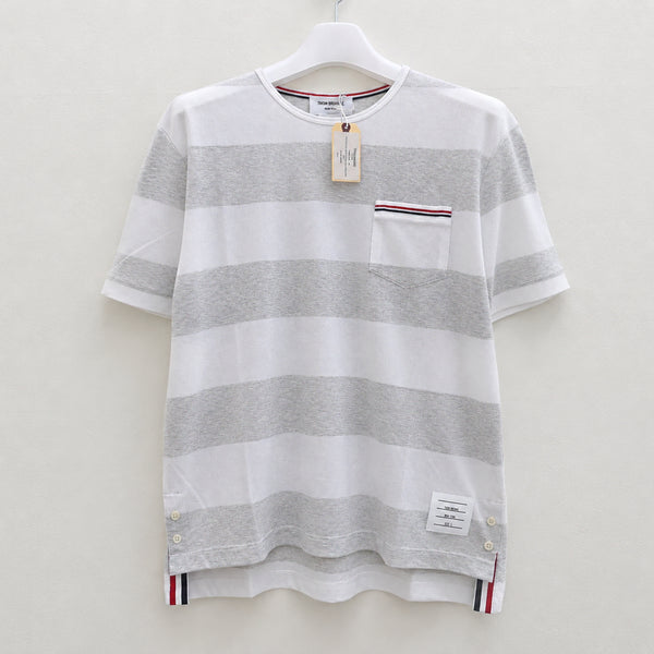 [BUNJANG] Thom Browne Short Sleeve Stripe Trimming T-Shirt Grey MJS201A / [매장O/새상품O] 톰브라운 반팔 스트라이프 트리밍 그레이 MJS201A