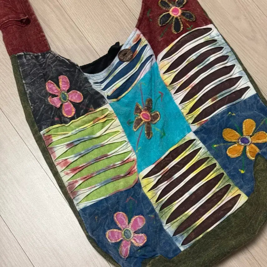 [BUNJANG] Vintage Hippie Patchwork Flower Shoulder Bag / 빈티지 히피 크로스백 숄더백 패치워크 플라워