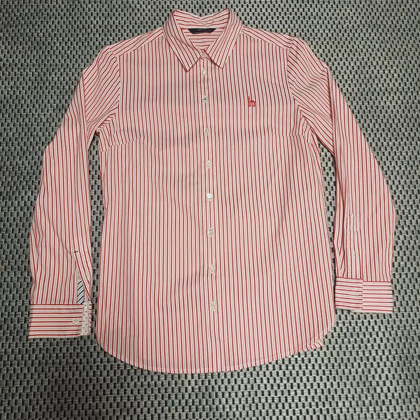 [BUNJANG] HAZZYS Ladies' Red Stripe Spandex Shirt / [85] 헤지스 레이디스 스트라이프 스판 셔츠