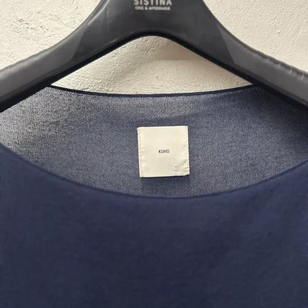 [BUNJANG] KUHO Women's Navy Loose Fit Short Sleeve Knit T-Shirt (Size S) / 구호 여 티셔츠 네이비/니트/루즈핏/반팔 S