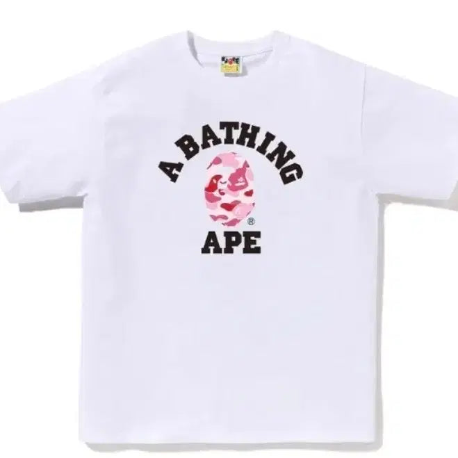 [BUNJANG] BAPE ABC Camo College T-Shirt Pink Size M / 베이프 정품 M 에이비씨 카모 컬리지 반팔티 핑크
