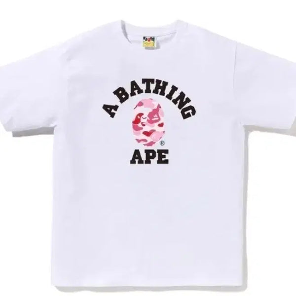 [BUNJANG] BAPE ABC Camo College T-Shirt Pink Size M / 베이프 정품 M 에이비씨 카모 컬리지 반팔티 핑크