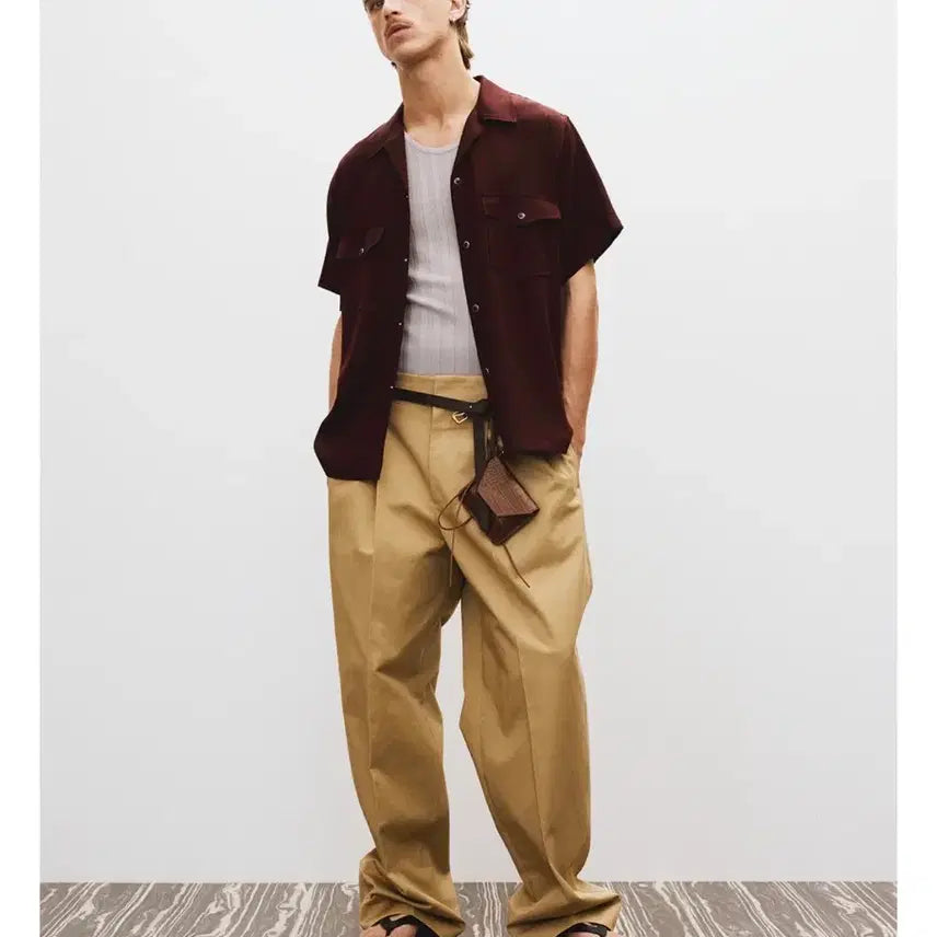 [BUNJANG] Recto Belted High-Waist Cotton Pants (Beige) / 렉토 벨티드 하이웨스트 코튼팬츠 (베이지)