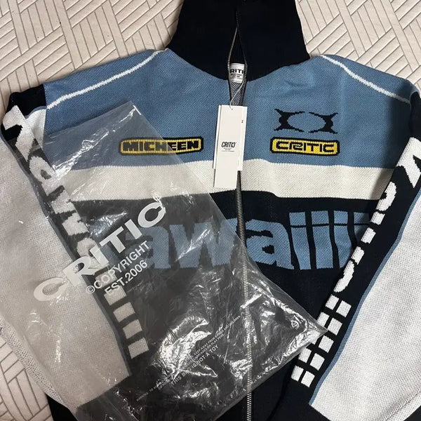 [BUNJANG] Critic Kawaii Racing Knit Zip-Up XL / 크리틱 카와이 레이싱 니트집업 XL 택 달린 새상품