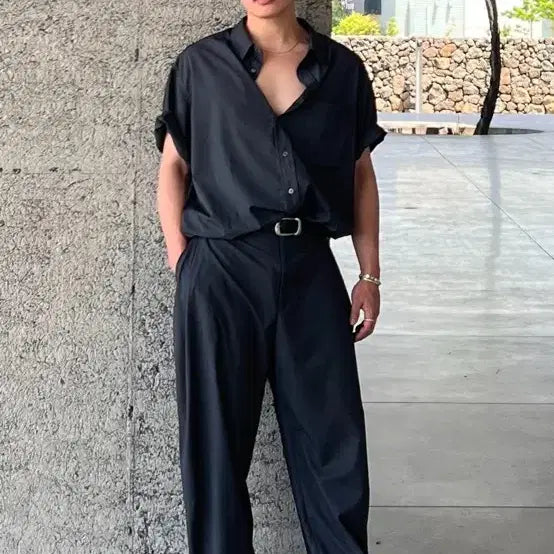[BUNJANG] Lemad Elegant Half Shirt Charcoal Size 3 / 르마드 엘레강트 하프셔츠 차콜 3size