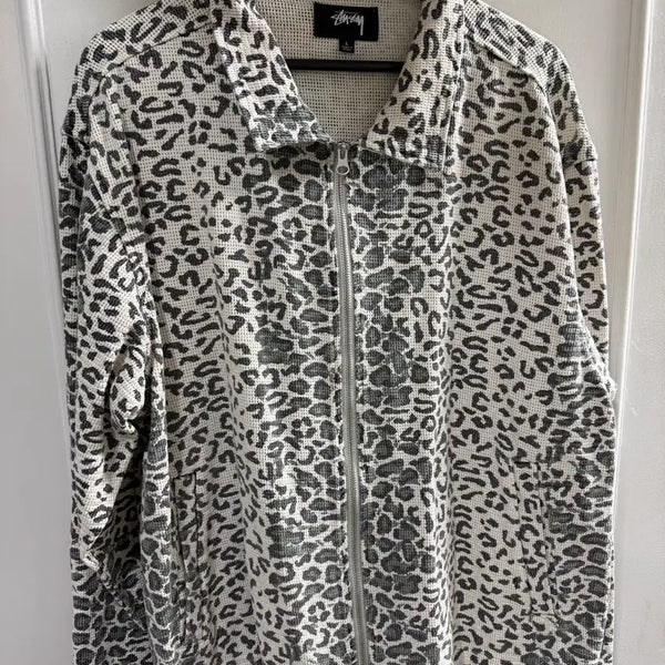 [BUNJANG] Stussy Leopard Mesh Zip Jacket / 스투시 레오파드 메쉬 집 자켓 본