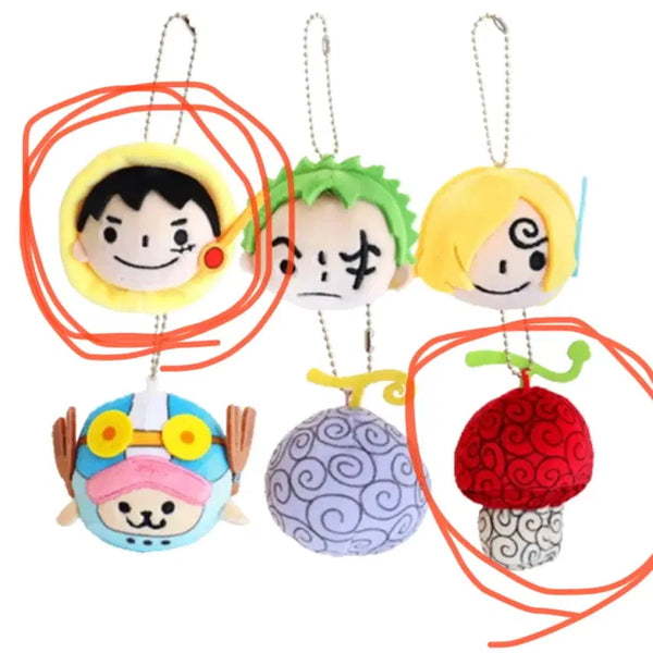 [BUNJANG] One Piece "Hito Hito no Mi" Face Keychain Plush Bundle / 새상품 일괄!!) 원피스 얼굴 랜덤 키링 인형 - 루피, 사람사람 열매