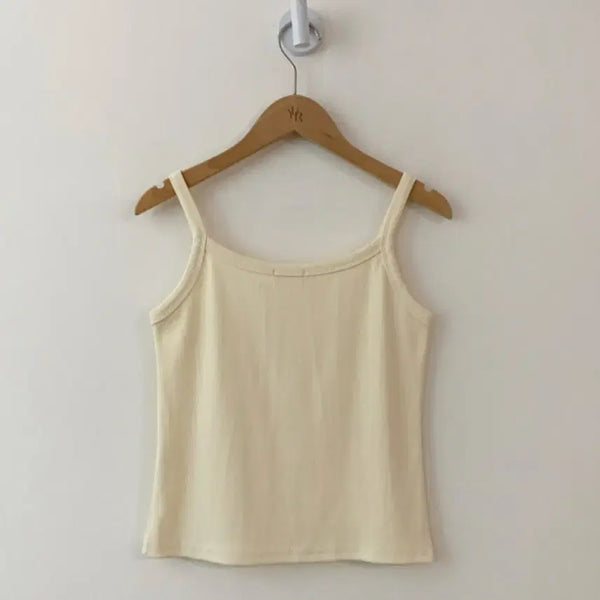 [BUNJANG] Yuri Soufflé Ribbed Sleeveless Top (Butter Color, New Unsealed) / [미개봉새상품]유리에 수플레 골지 나시