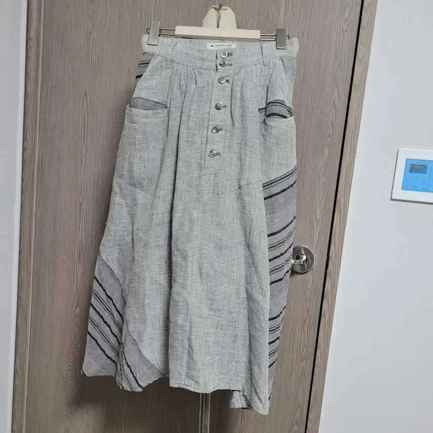 [BUNJANG] Thursday Island Linen Striped Long Skirt / 써스데이아일랜드  린넨 롱 스커트 스트라이프 패턴