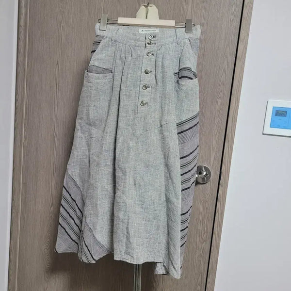 [BUNJANG] Thursday Island Linen Striped Long Skirt / 써스데이아일랜드  린넨 롱 스커트 스트라이프 패턴