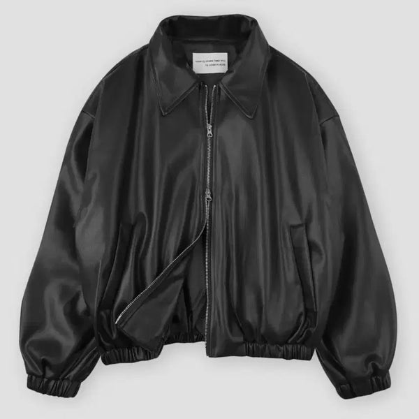 [BUNJANG] Place Studio Vegan Leather Oversized Blouson Jacket / (무배)플레이스 스튜디오 비건 레더 자켓