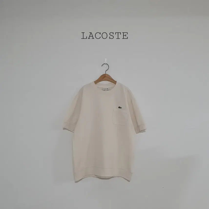 [BUNJANG] Lacoste Cream Color Pocket Short-Sleeve T-Shirt / 세일)No.26060611 라코스테 포켓 반팔 티셔츠 크림컬러