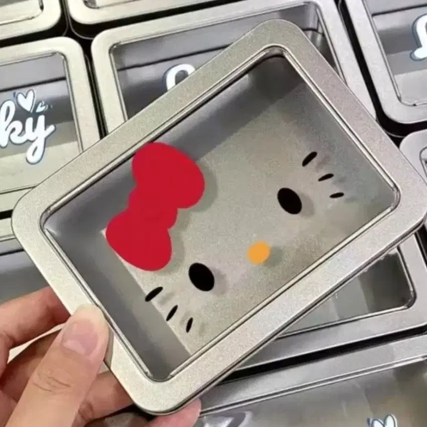 [BUNJANG] Kitty Silver Metal Transparent Square Storage Case / 키티 실버 철제 투명 사각 소품 수납 보관함 틴 케이스