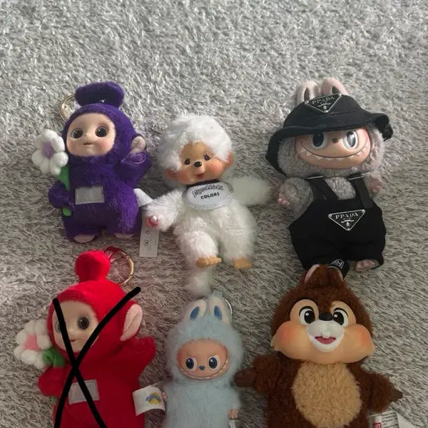 [BUNJANG] Teletubbies Tinky Winky Laa-Laa Monchhichi Keychain / 텔레토비 보라돌이 라부부 몬치치 키링