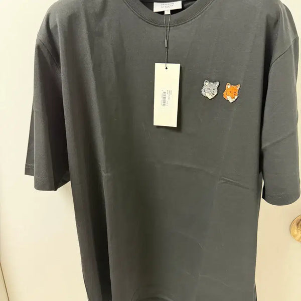[BUNJANG] Maison Kitsuné Double Fox Head Short Sleeve T-Shirt Black White Navy XL / 메종키츠네 더블 폭스헤드 반팔티 블랙 화이트 네이비 xl