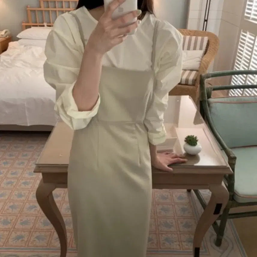 [BUNJANG] WearWeather Slip Dress Olive Mint S / 웨어웨더 슬립원피스 올리브민트s