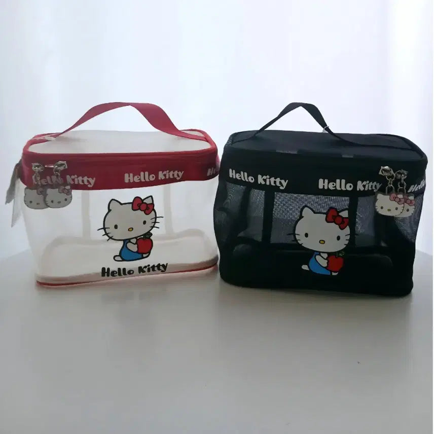 [BUNJANG] Hello Kitty Summer Mesh Pouch Bag / 정품 헬로키티 여름 손잡이 가방 메쉬 수납 파우치 백
