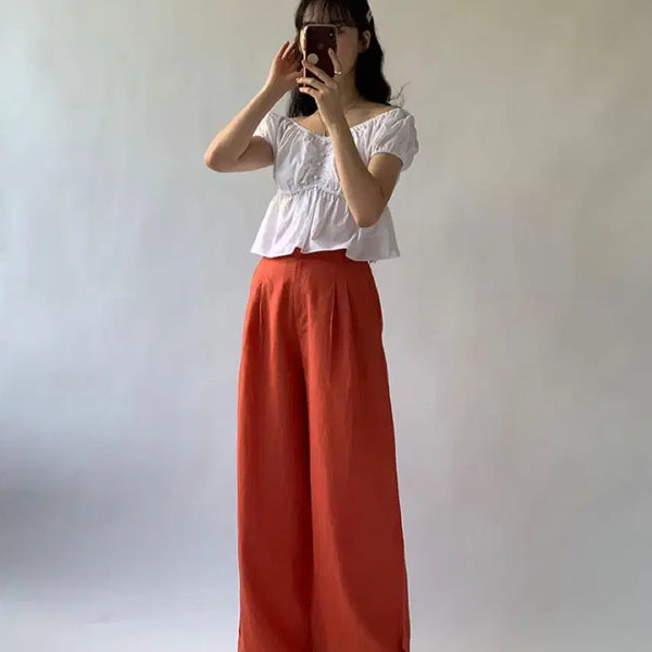 [BUNJANG] Lulu Seoul Bunny Wide Pants Orange Red / (미개봉) 루루서울 팬츠