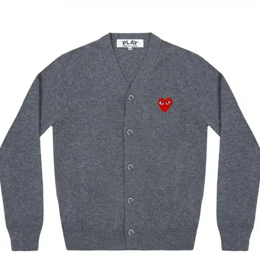 [BUNJANG] Comme des Garçons PLAY Red Heart Cardigan (Charcoal, Size L) / [L] 꼼데가르송 플레이 레드와펜 가디건