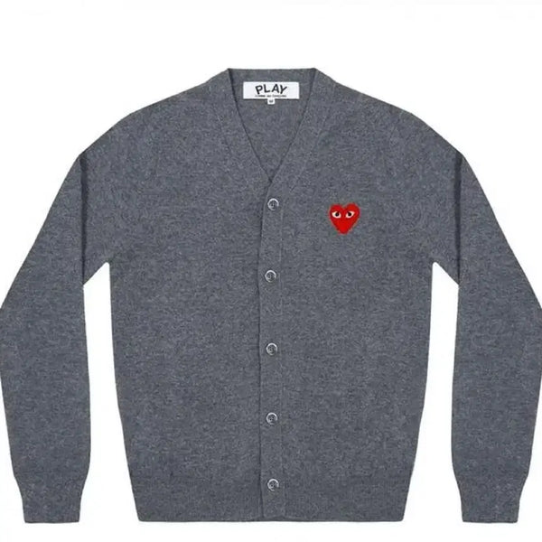 [BUNJANG] Comme des Garçons PLAY Red Heart Cardigan (Charcoal, Size L) / [L] 꼼데가르송 플레이 레드와펜 가디건