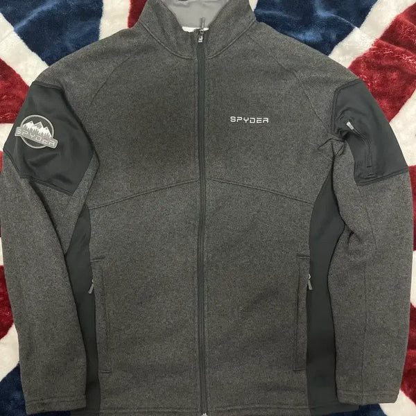 [BUNJANG] SPYDER Men's Fleece Zip-Up Jacket Charcoal/Black / 스파이더 플리스 동산 집업 자켓 100