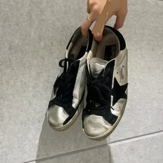 [BUNJANG] Golden Goose Silver Black Tab Sneakers / 정품) 골든구스 실버블랙탭 38