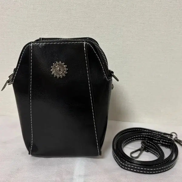[BUNJANG] Black Mini Crossbody/Shoulder Bag with White Stitching / (새상품) 블랙 미니 크로스/ 숄더백 핸드폰백