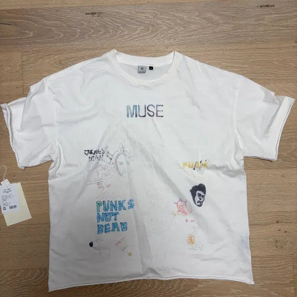 [BUNJANG] Politedru 1011 Doodle Raw Cut T-Shirt / [2] 폴리테루 1011 두들 로우 컷 티셔츠