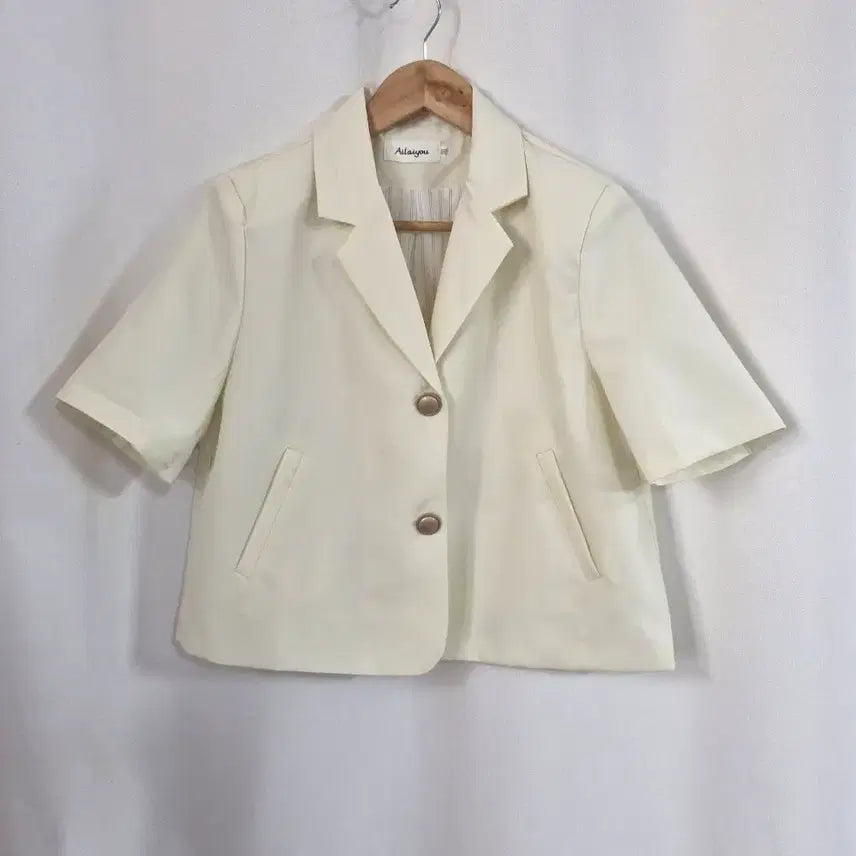 [BUNJANG] Ailaiyou Short Sleeve Jacket Light Beige / ailaiyou 반팔 자켓 연베이지