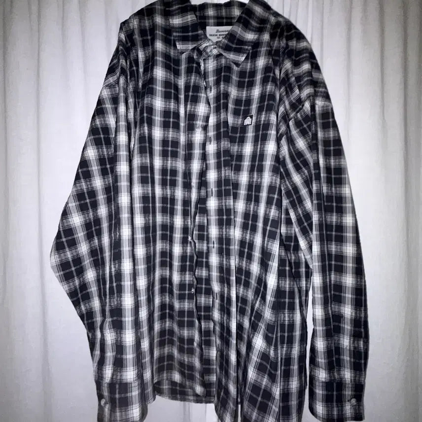 [BUNJANG] Bubum Cotton Check Shirt XXL Black / 부붐 면 셔츠 xxl