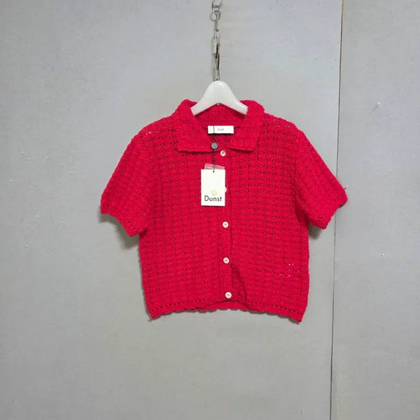 [BUNJANG] Dunst Red Cotton Cardigan Knit Sweater - Size S (Unworn) / Dunst   가디건 니트 S  n6930  미착용제품