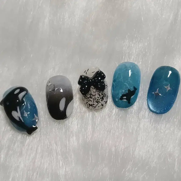 [BUNJANG] Handmade Orca Nail Tips / 수제 범고래네일