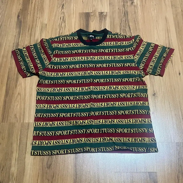 [BUNJANG] Stussy Sport Stripe T-shirt XL Multi / 스투시 stussy 스포츠 스트라이프 티셔츠 XL 멀티