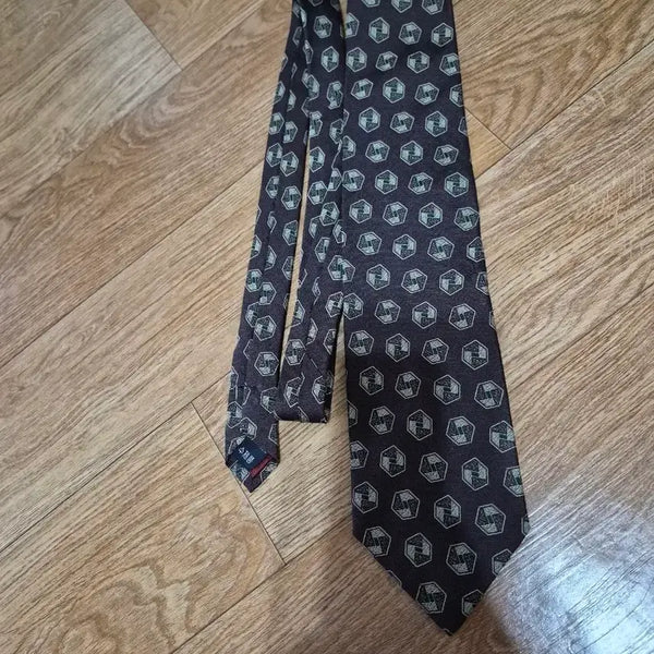 [BUNJANG] Polo Ralph Lauren Geometric Pattern Handmade Silk Necktie / [Vintage] 폴로 랄프로렌 기하학 패턴 핸드메이드 실크 넥타이