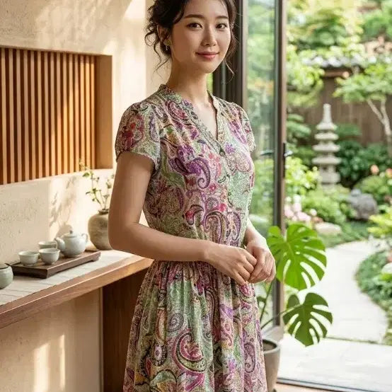 [BUNJANG] Hong Seung Ae Punggi In-yeon Linen Dress Size 88 / 홍승애 풍기인견 원피스 88