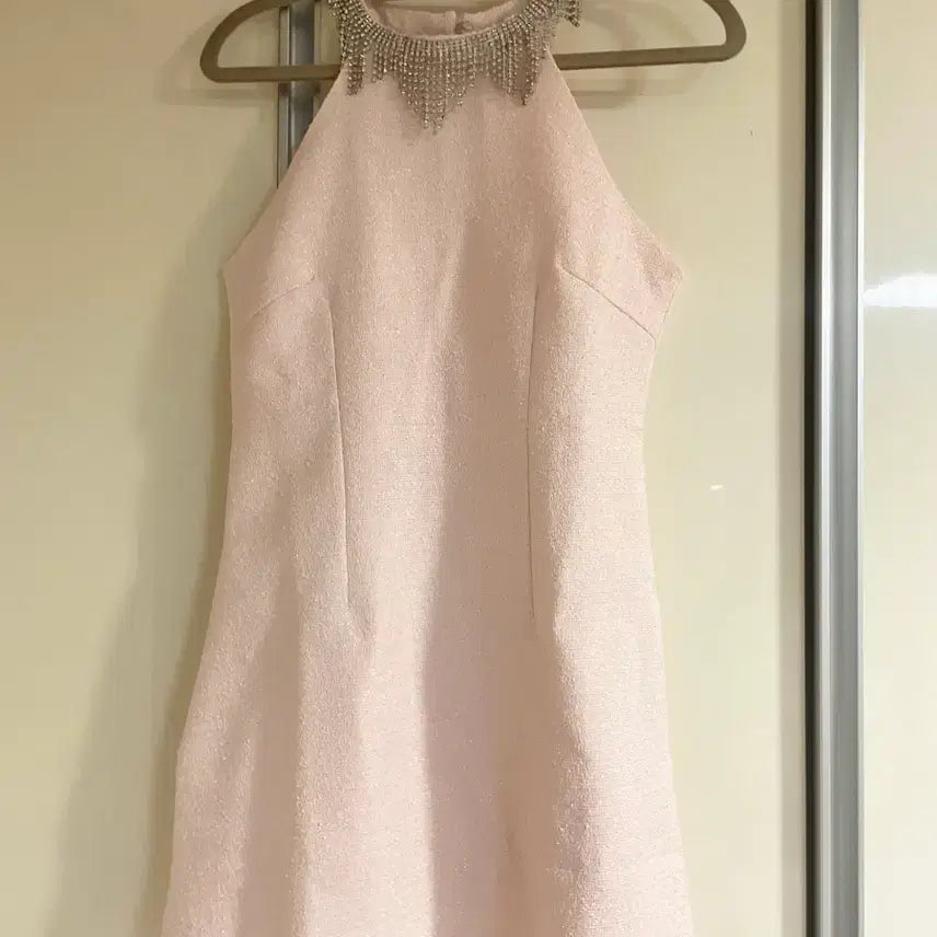 [BUNJANG] Halterneck Tweed Mini Dress Pink / 홀터넥 트위드 핑크 원피스